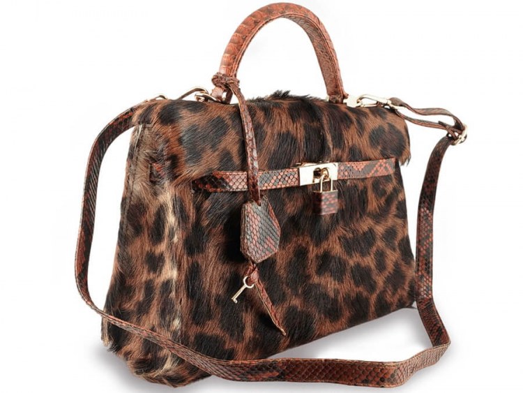 Оригинальная женская сумка из настоящего меха козы Leopard
