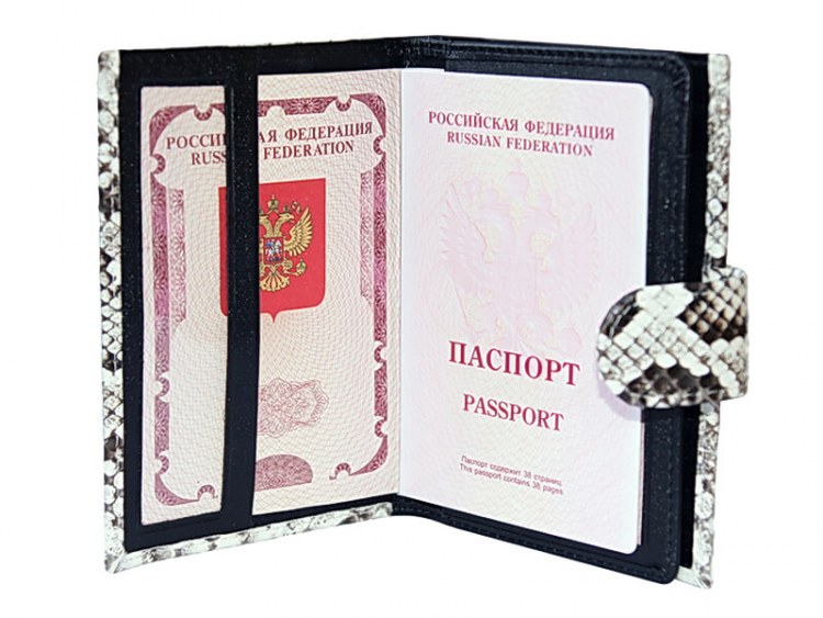 Портмоне с отделением для паспорта из кожи питона