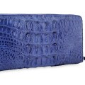 Стильное мужское портмоне на молнии из кожи крокодила Navy blue