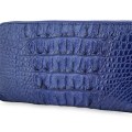 Стильное мужское портмоне на молнии из кожи крокодила Navy blue