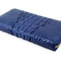 Стильное мужское портмоне на молнии из кожи крокодила Navy blue
