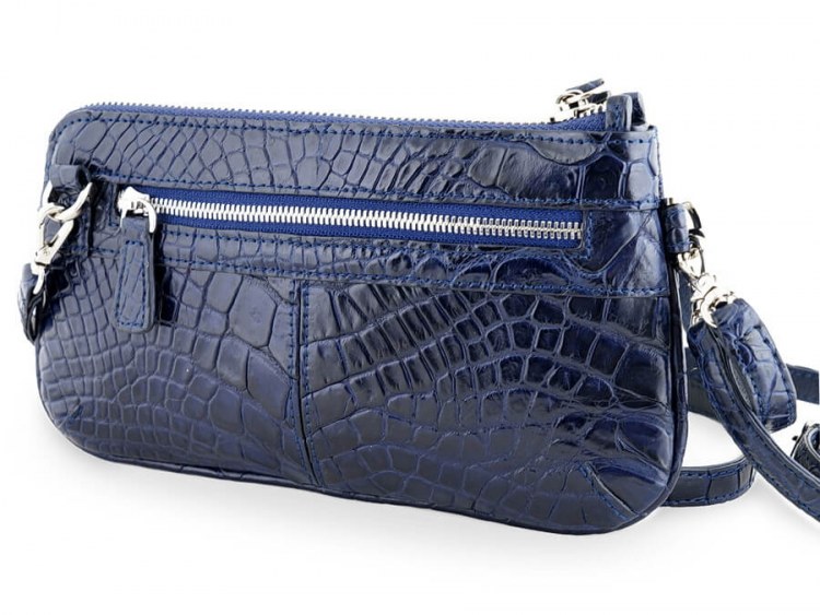 Оригинальная небольшая сумочка из натуральной кожи крокодила Navy Blue