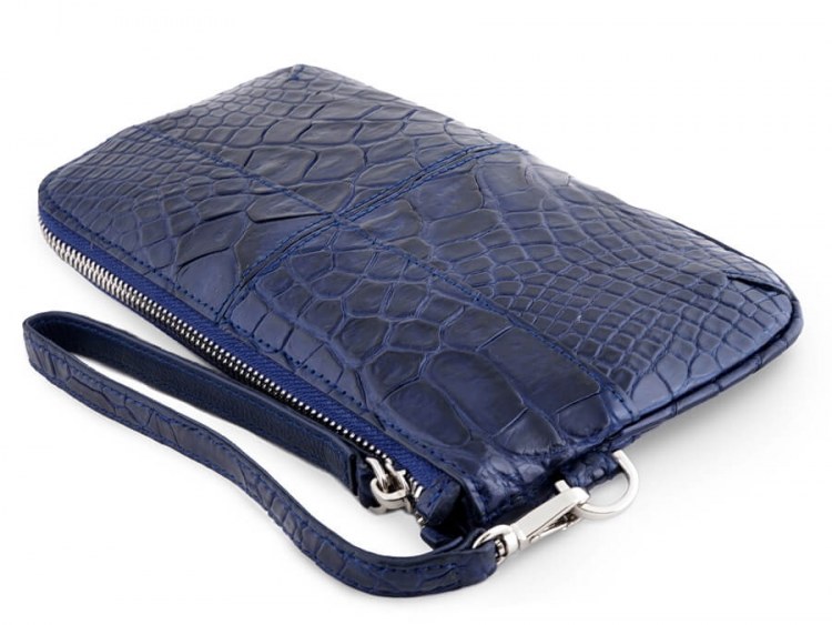 Оригинальная небольшая сумочка из натуральной кожи крокодила Navy Blue