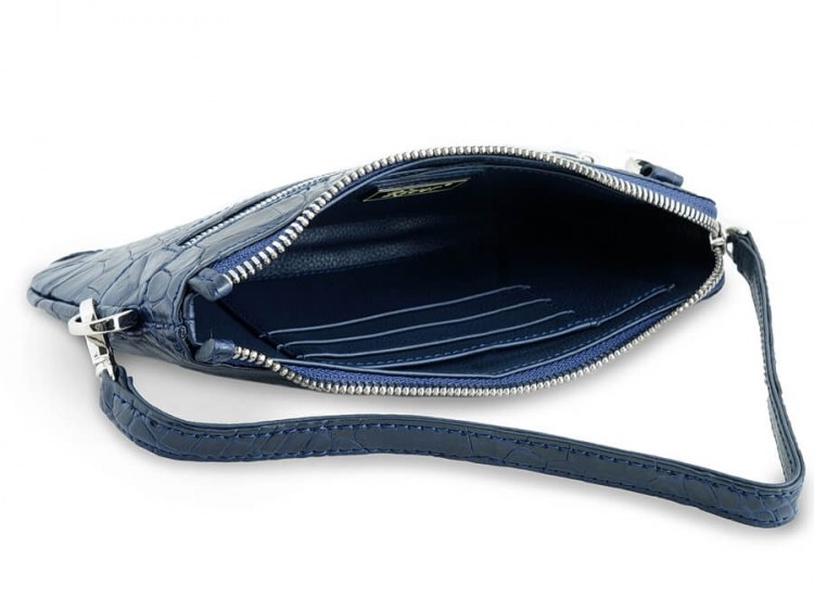 Оригинальная небольшая сумочка из натуральной кожи крокодила Navy Blue