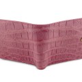 Необычный кошелек на хлястике из кожи с брюха крокодила Pink