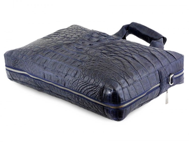 Стильная деловая сумка из настоящей кожи крокодила Navy Blue