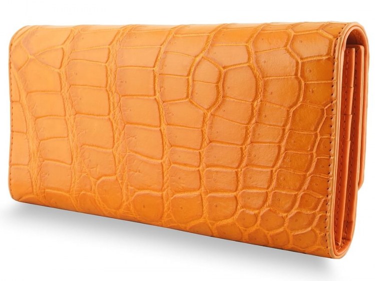 Стильное женское крокодиловое портмоне из гладкой кожи Orange
