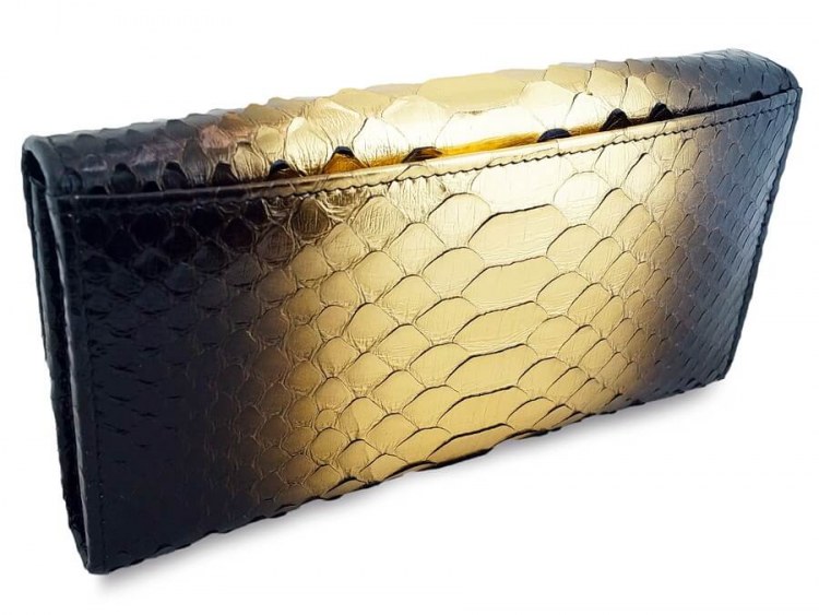 Эксклюзивный женский кошелек из натуральной питона Magic Black/gold