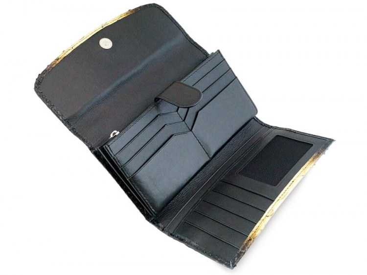 Эксклюзивный женский кошелек из натуральной питона Magic Black/gold