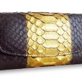Эксклюзивный женский кошелек из натуральной питона Magic Black/gold