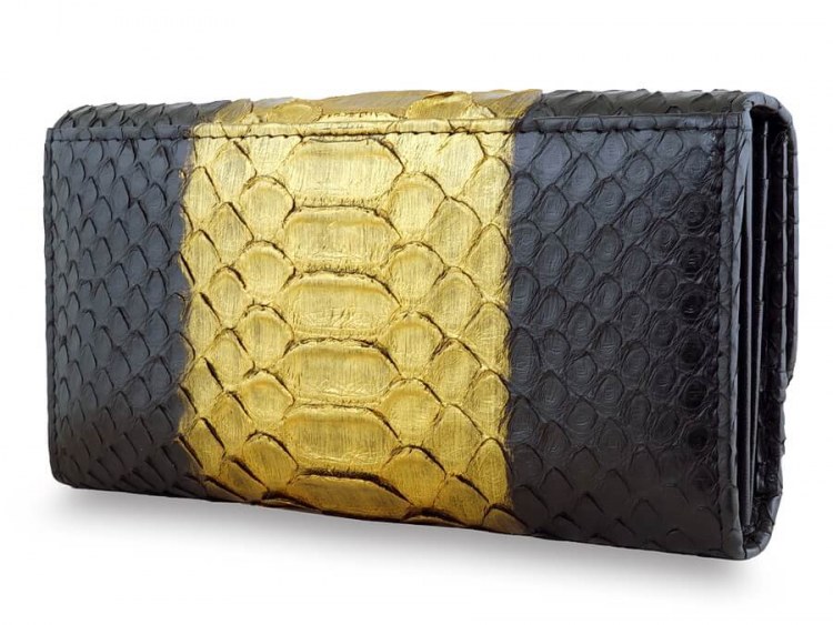 Эксклюзивный женский кошелек из натуральной питона Magic Black/gold