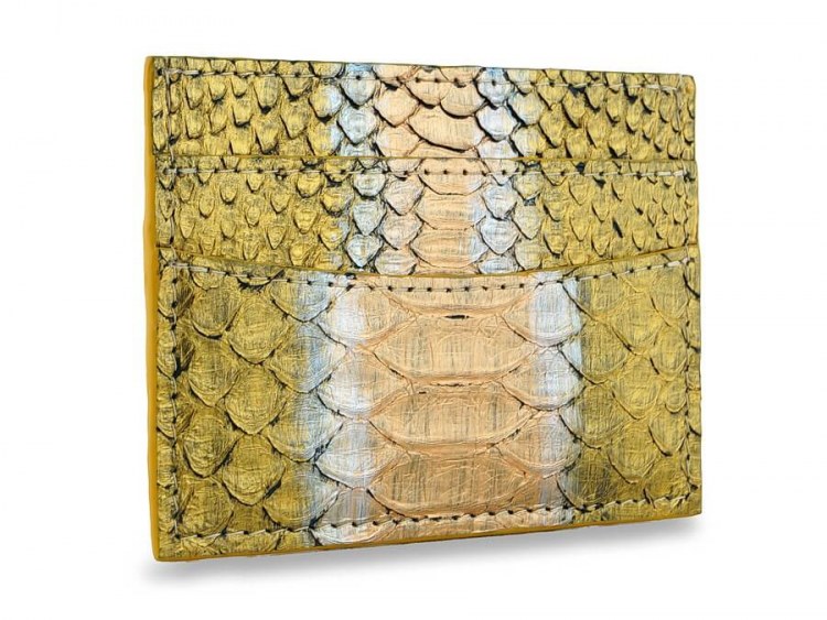 Крутой чехол для банковских и дисконтных карт из кожи питона GOLD