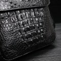 Лаковая мужская наплечная сумка из настоящей кожи крокодила