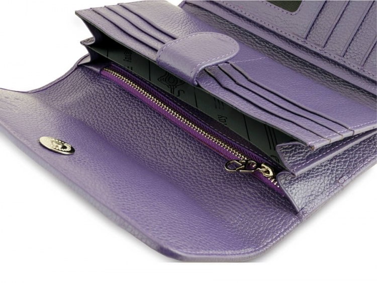 Большой женский кошелек из кожи ската цвета Purple