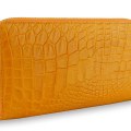 Яркое портмоне на молнии из натуральной кожи крокодила Orange