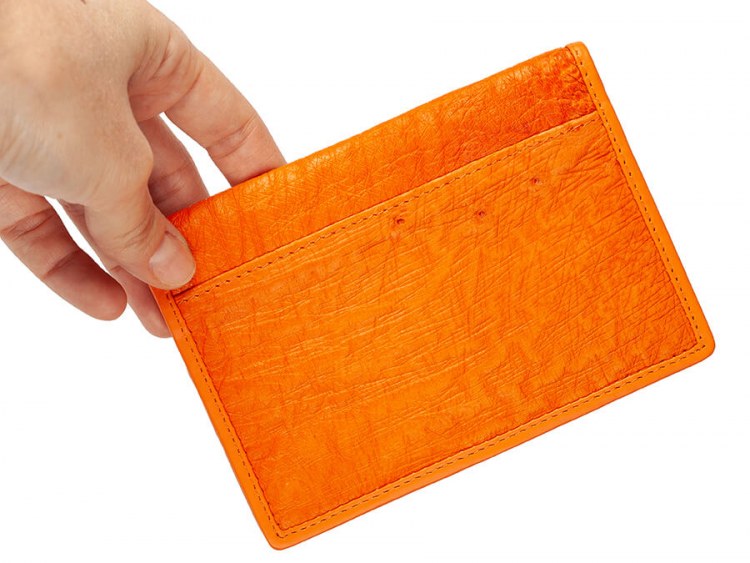 Яркая обложка под паспорт из натуральной кожи страуса Orange