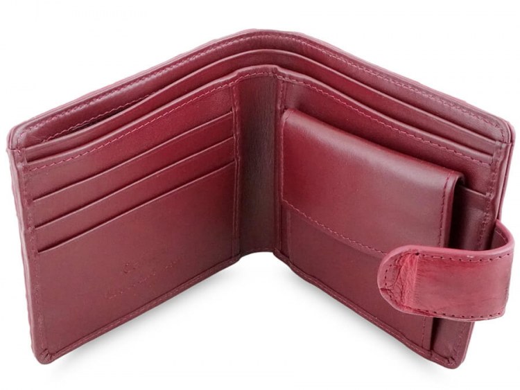 Мужской кошелек с монетницей из кожи крокодила Burgundy