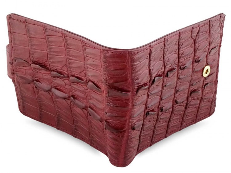 Мужской кошелек с монетницей из кожи крокодила Burgundy