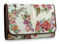 Кошелек из ската с рисунком цветов
