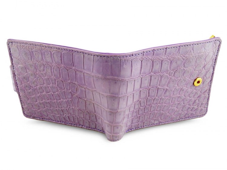 Стильный кошелек с монетницей из гладкой кожи крокодила Violet