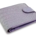 Стильный кошелек с монетницей из гладкой кожи крокодила Violet