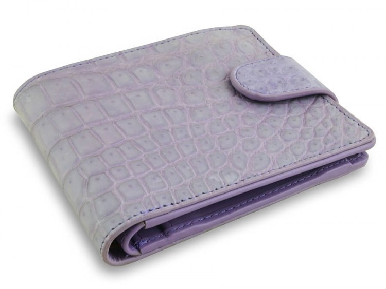 Стильный кошелек с монетницей из гладкой кожи крокодила Violet