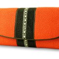 Необычное женское портмоне из кожи ската Exotic Orange