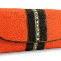 Необычное женское портмоне из кожи ската Exotic Orange