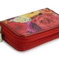 Стильная ключница из настоящей кожи ската с рисунком цветов
