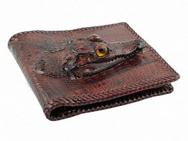 Кошелек из крокодила с головой крокодильчика