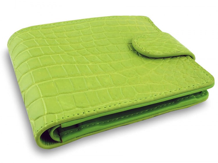 Модный кошелек из натуральной кожи крокодила Lite Green