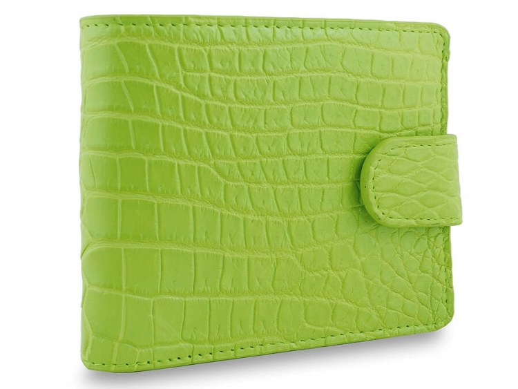 Модный кошелек из натуральной кожи крокодила Lite Green