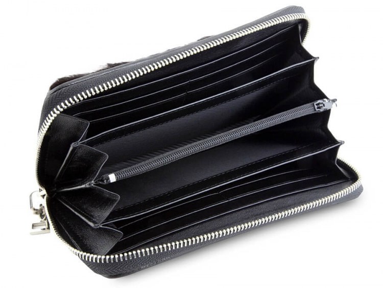 Портмоне на молнии из натуральной кожи с ворсом тайской коровы