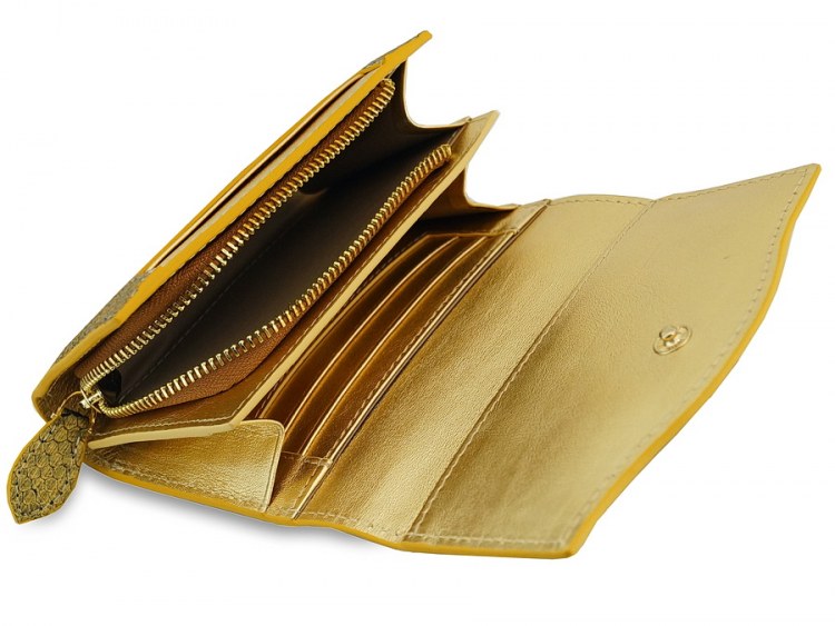 Элитный женский кошелек из кожи бирманского питона Gold