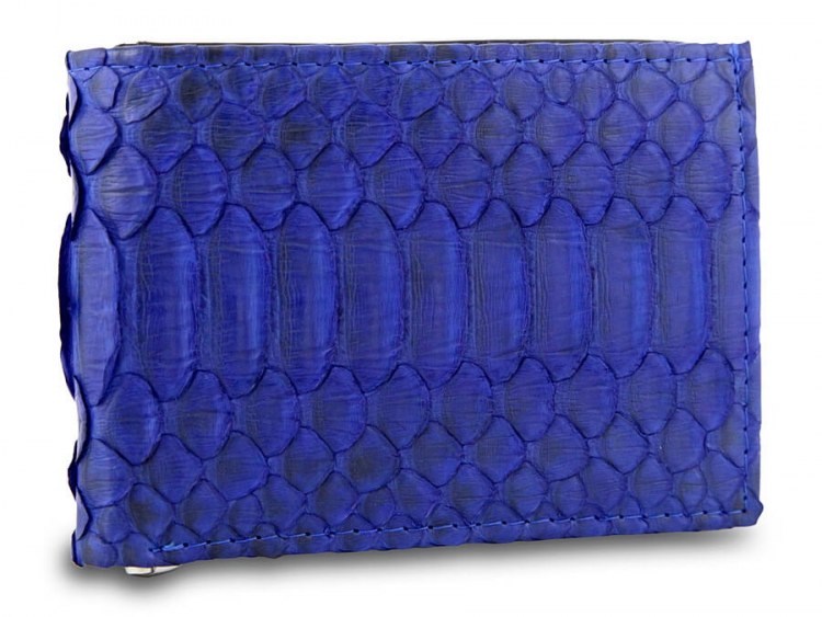 Зажим для денег из кожи питона с отделением на молнии Navy blue