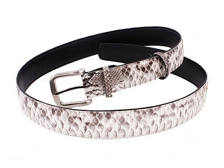 Ремень из мягкой натуральной кожи питона с классической пряжкой