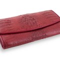 Темно-красное женское портмоне из кожи крокодила Red