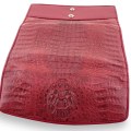 Темно-красное женское портмоне из кожи крокодила Red
